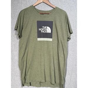 North Face Box Logo T-Shirt Women's XL Green‎ Viscose Blend Short Sleeve NSE